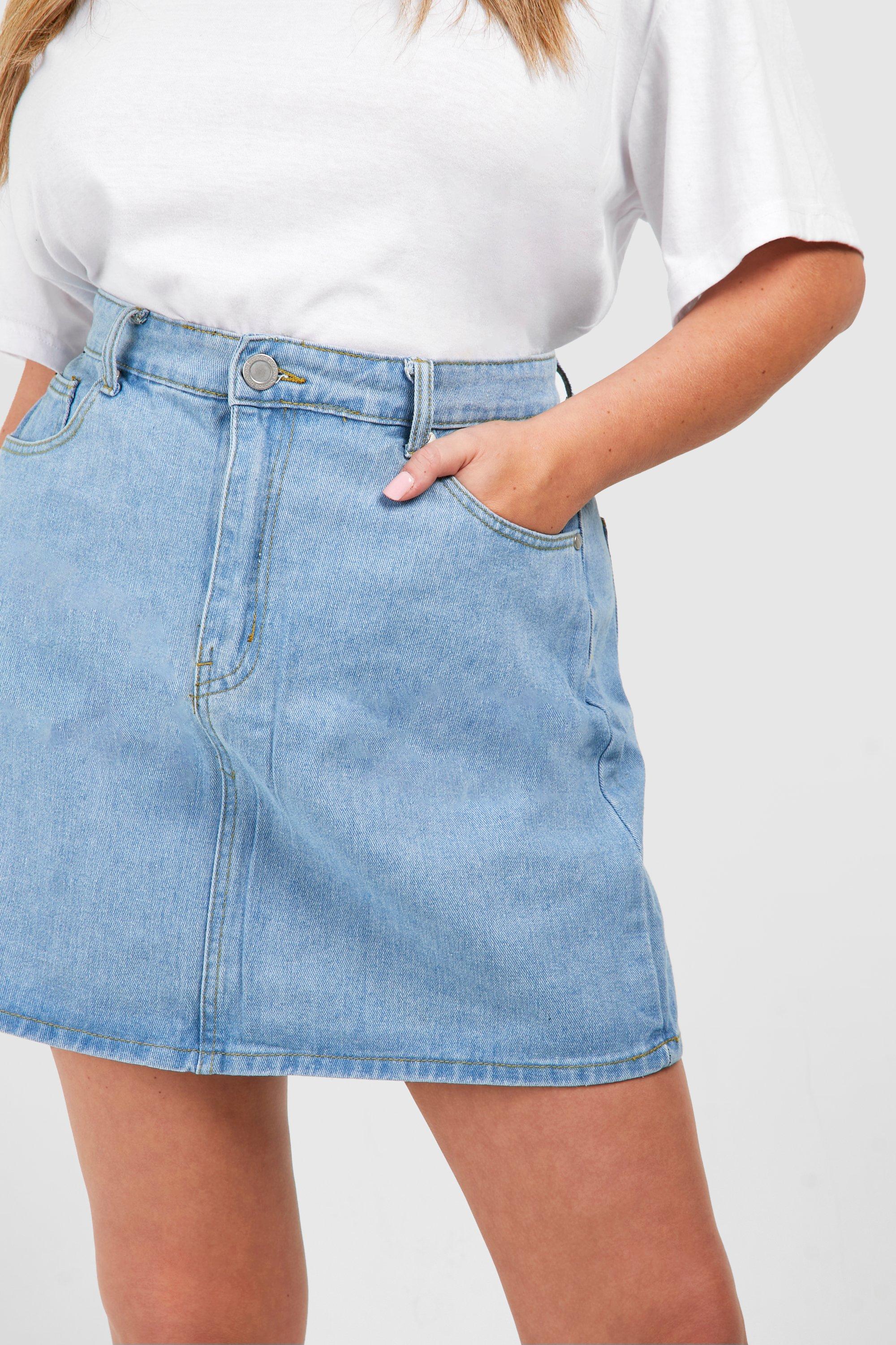 Boohoo plus size hot sale denim skirt